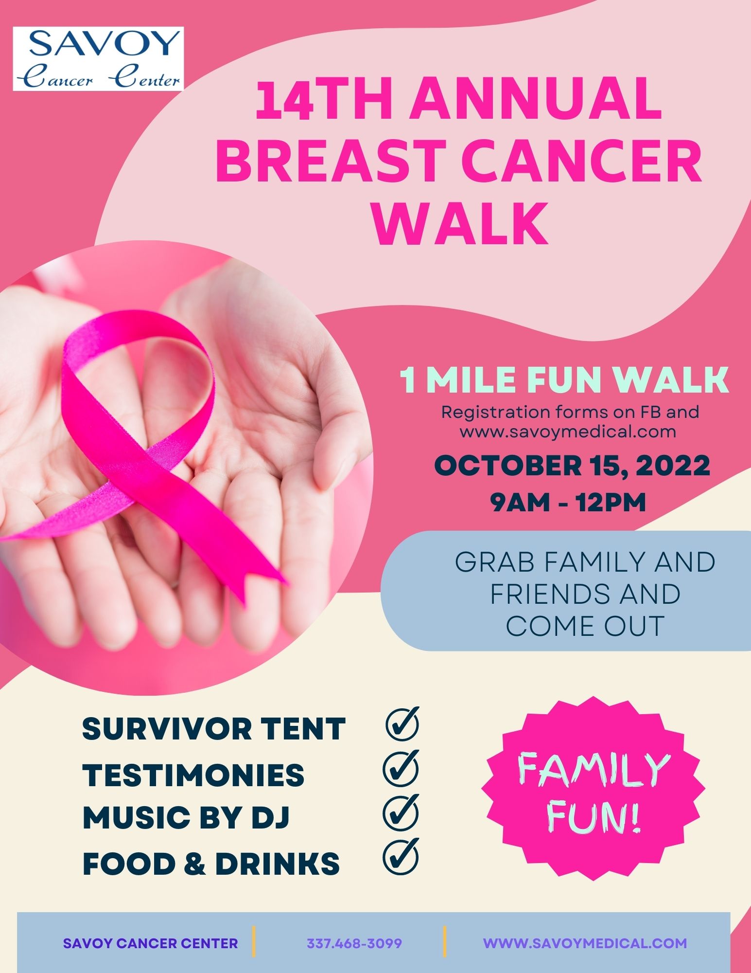 Featured image for “14th Annual Savoy Cancer Center Breast Cancer Awareness Walk”